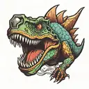 dino with frag grenade tattoo design idea