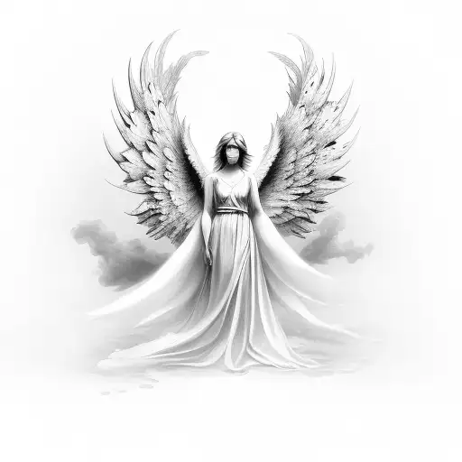 angel con alas tattoo design idea