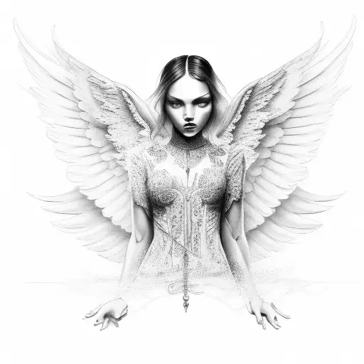 angel con alas tattoo design idea