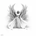 angel con alas tattoo design idea