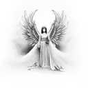 angel con alas tattoo design idea