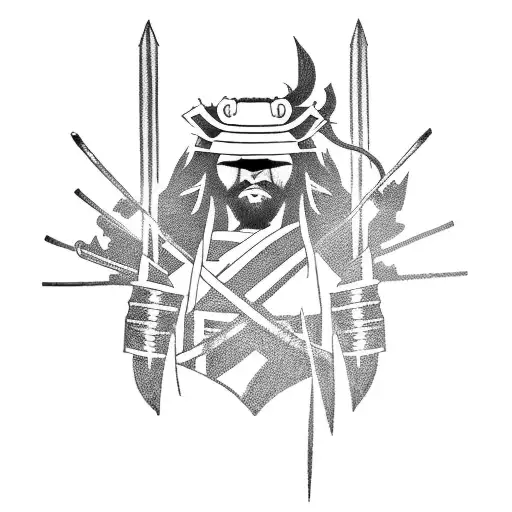 A samurai warrior holding a lightning bolt as a weapon tattoo design idea