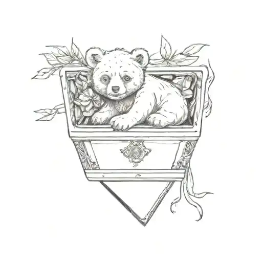 teddy  bear in a coffin tattoo design idea