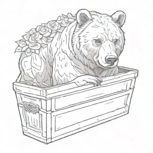 bear in a coffin tattoo design idea