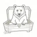 bear in a coffin tattoo design idea