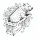 bear in a coffin tattoo design idea
