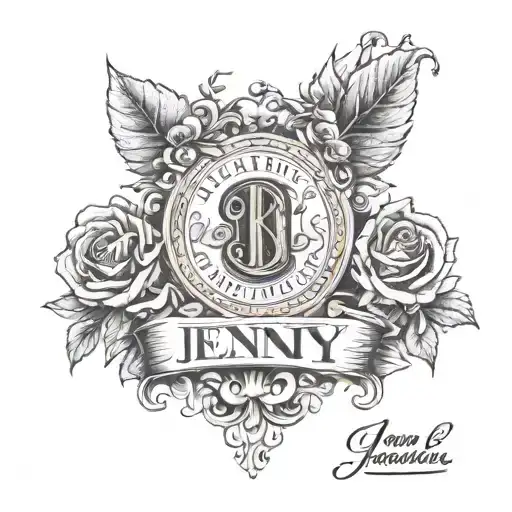 The dates of birth of my parents are to be seen in Roman in fine line art: 12.04.1985 with the name Jenny inside  tattoo design idea