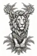 pine tree libra lion ram head tattoo design idea