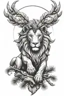 pine tree libra lion ram head tattoo design idea