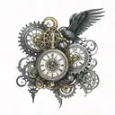 new moon steampunk clock  tattoo design idea