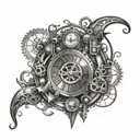 new moon steampunk clock  tattoo design idea