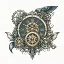 new moon steampunk clock  tattoo design idea