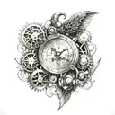 new moon steampunk clock  tattoo design idea