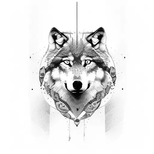 wolf and grandpa memorial tattoo design idea