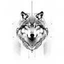 wolf and grandpa memorial tattoo design idea