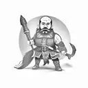 bearded fantasy dwarf warrior holding an axe tattoo design idea