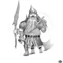 bearded fantasy dwarf warrior holding an axe tattoo design idea