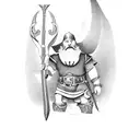 bearded fantasy dwarf warrior holding an axe tattoo design idea