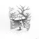 Samurai walking down brick path with cherry blossoms tattoo design idea