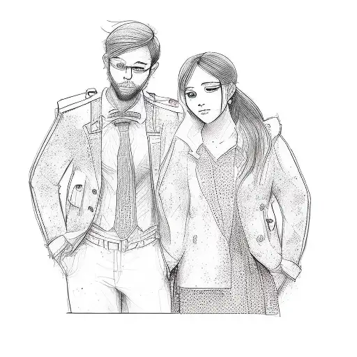 a couple posing for a picture tattoo design idea