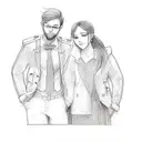 a couple posing for a picture tattoo design idea