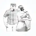 a couple posing for a picture tattoo design idea