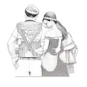 a couple posing for a picture tattoo design idea