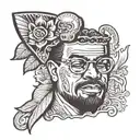 Negroni with drama mask ice cube tattoo design idea