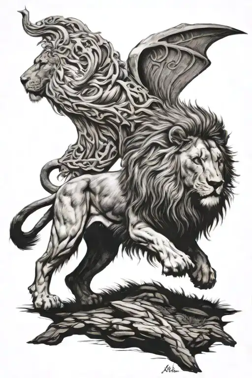 aslan standing tattoo design idea