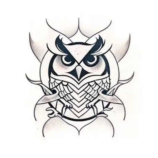 evil owl tattoo design idea