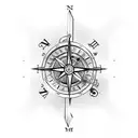 clock compass map anchor  tattoo design idea