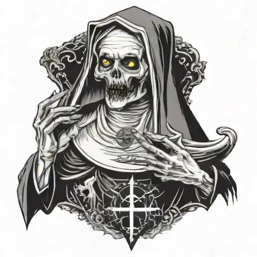 zombie nun smoking tattoo design idea