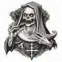 zombie nun smoking tattoo design idea