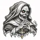 zombie nun smoking tattoo design idea