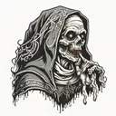 zombie nun smoking tattoo design idea