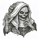 zombie nun smoking tattoo design idea