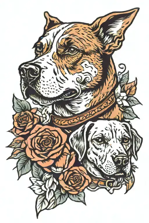 Dad and dog memorial  tattoo design idea
