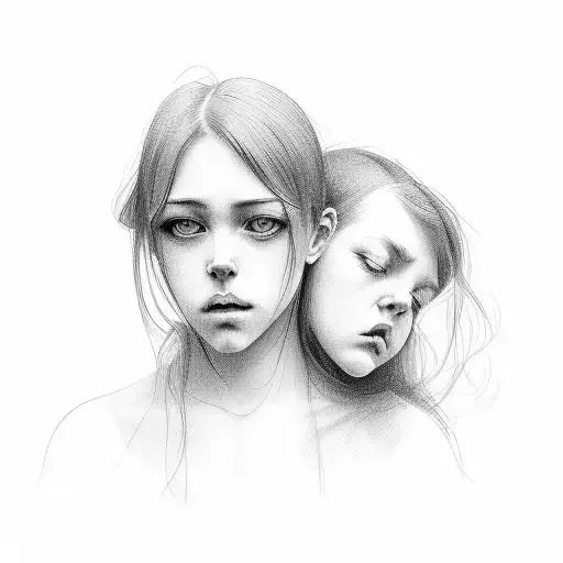 girl face choking  tattoo design idea