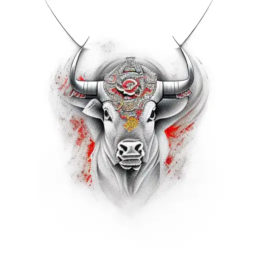 Spanish angry bull full body tattoo design idea
