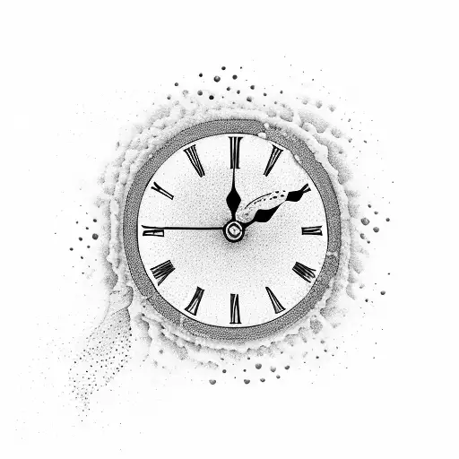 A clock melting into a pool of water symbolizing the fluidity of time and freedom tattoo design idea