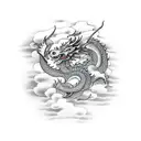 dragon emerging from clouds tattoo design idea