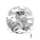 dragon emerging from clouds tattoo design idea