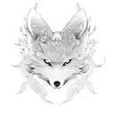 kitsune Japan flower portal tattoo design idea