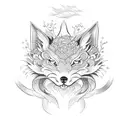 kitsune Japan flower portal tattoo design idea