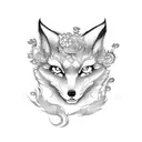 kitsune Japan flower portal tattoo design idea