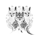 kitsune Japan flower portal tattoo design idea