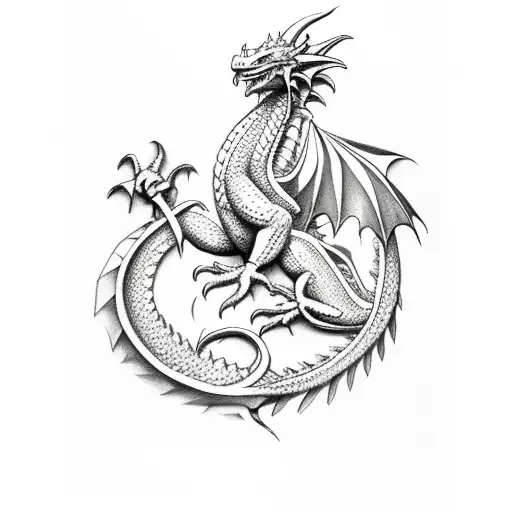 Welsh dragon and German eagle full arm sleeve  tattoo design idea