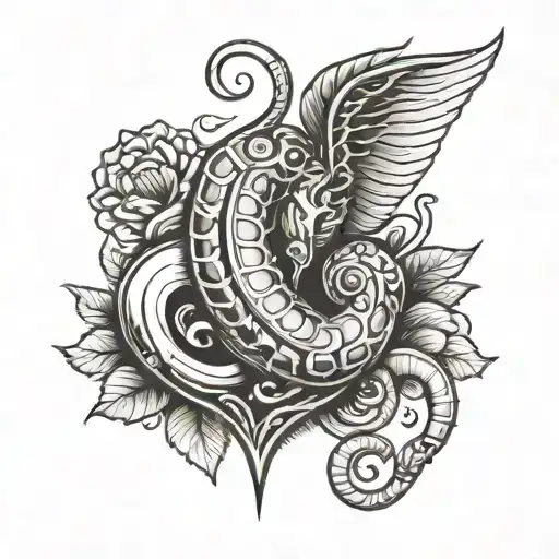 worm and heart neotraditional tattoo tattoo design idea
