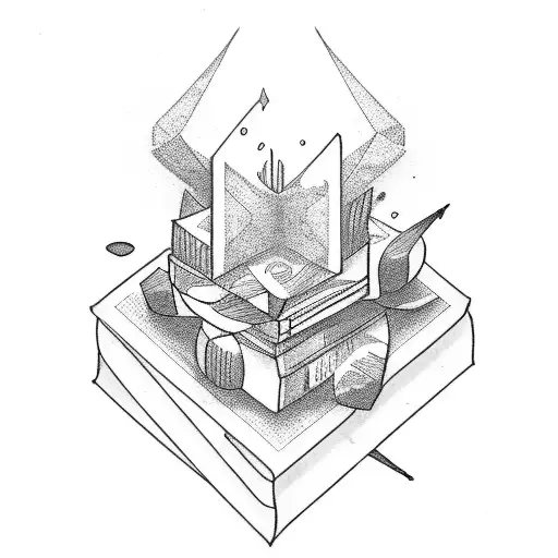 stack of books tattoo design idea