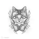 open book with cat tattoo design idea
